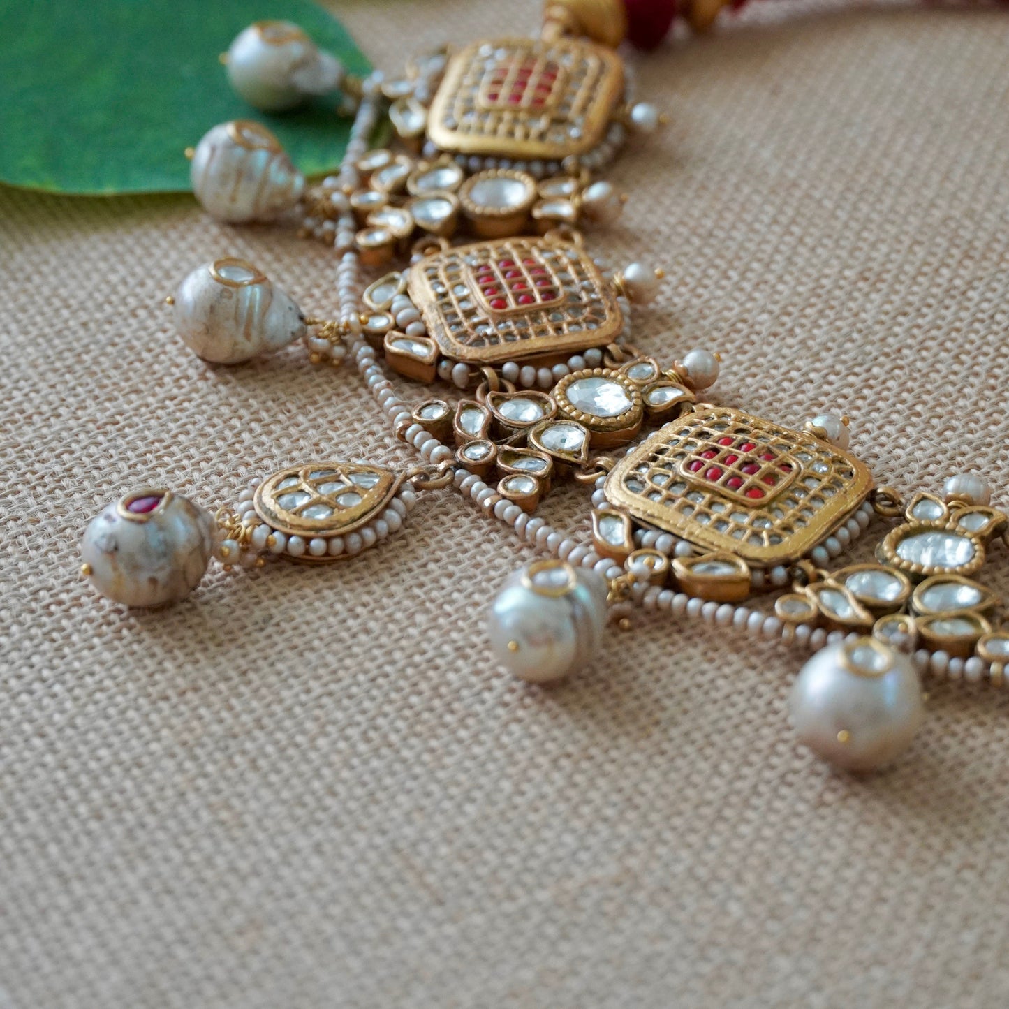 Coral Jadau Jaali Choker