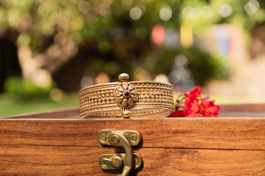 GOLD PLATED SILVER JALI KA KADA