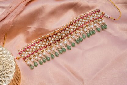 JADAU MOTI ON SILVER RED CHOKER