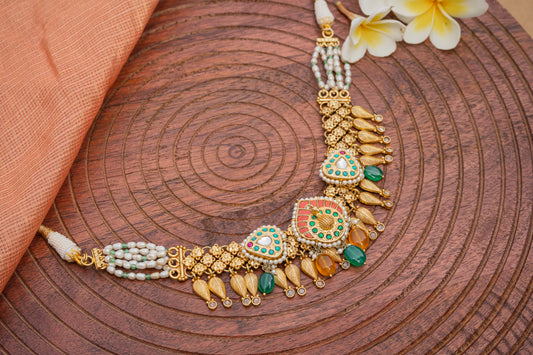 JADAU ON SILVER CORAL FIROZA CHOKER