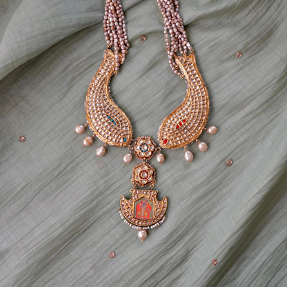 Meen Shrinathji Reversible Necklace fastened by fresh-water pearls