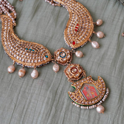 Meen Shrinathji Reversible Necklace fastened by fresh-water pearls