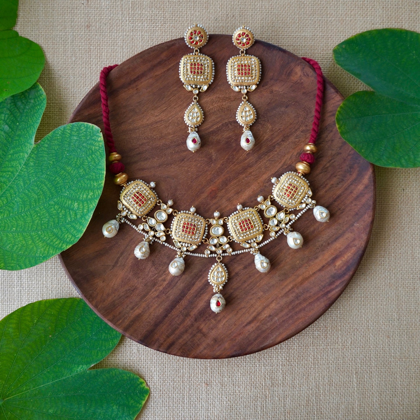Coral Jadau Jaali Choker