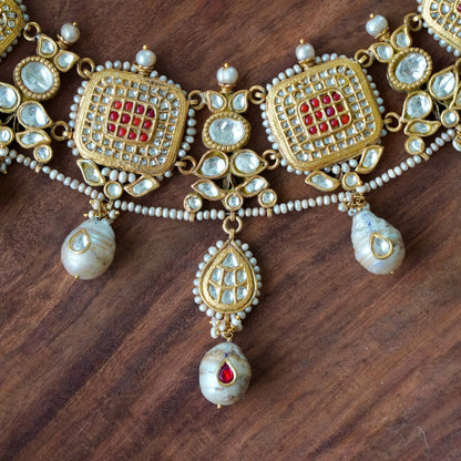 Coral Jadau Jaali Choker