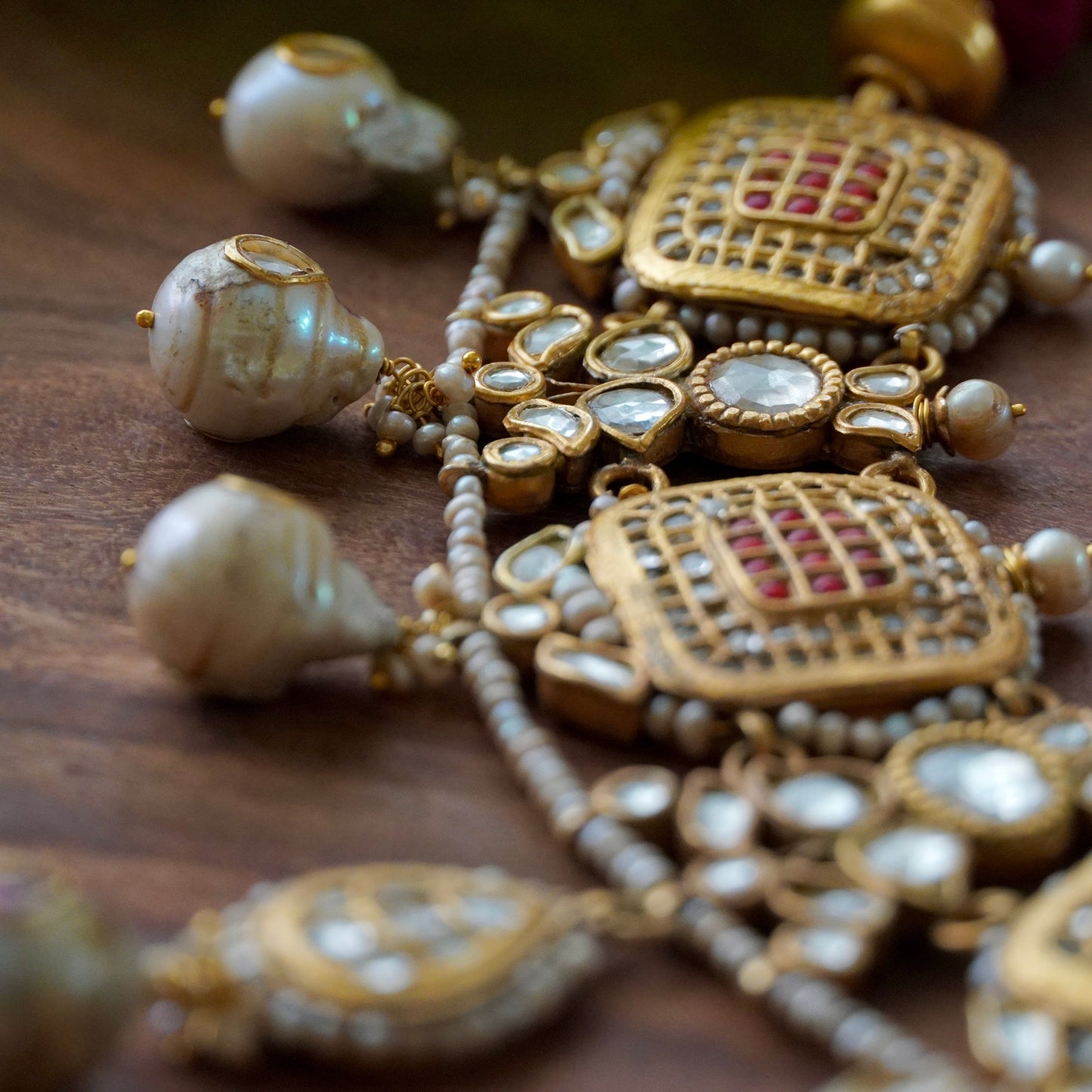 Coral Jadau Jaali Choker