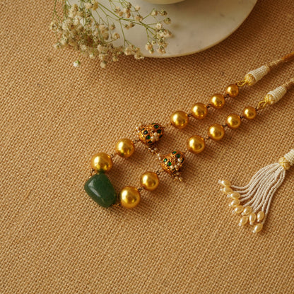 Balls with Green Stone Center Necklace