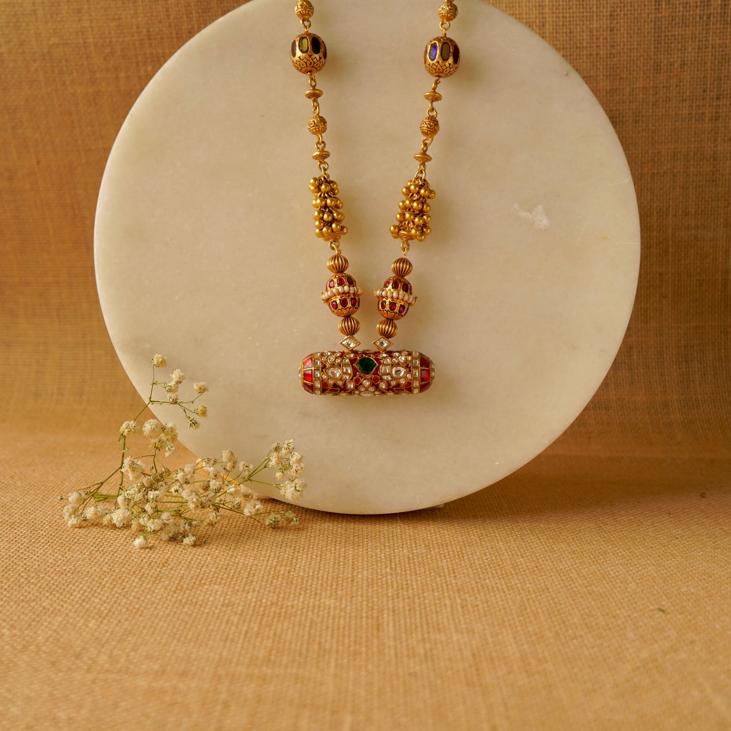 Red Enamel White Red and Green Stone on Ghooghri