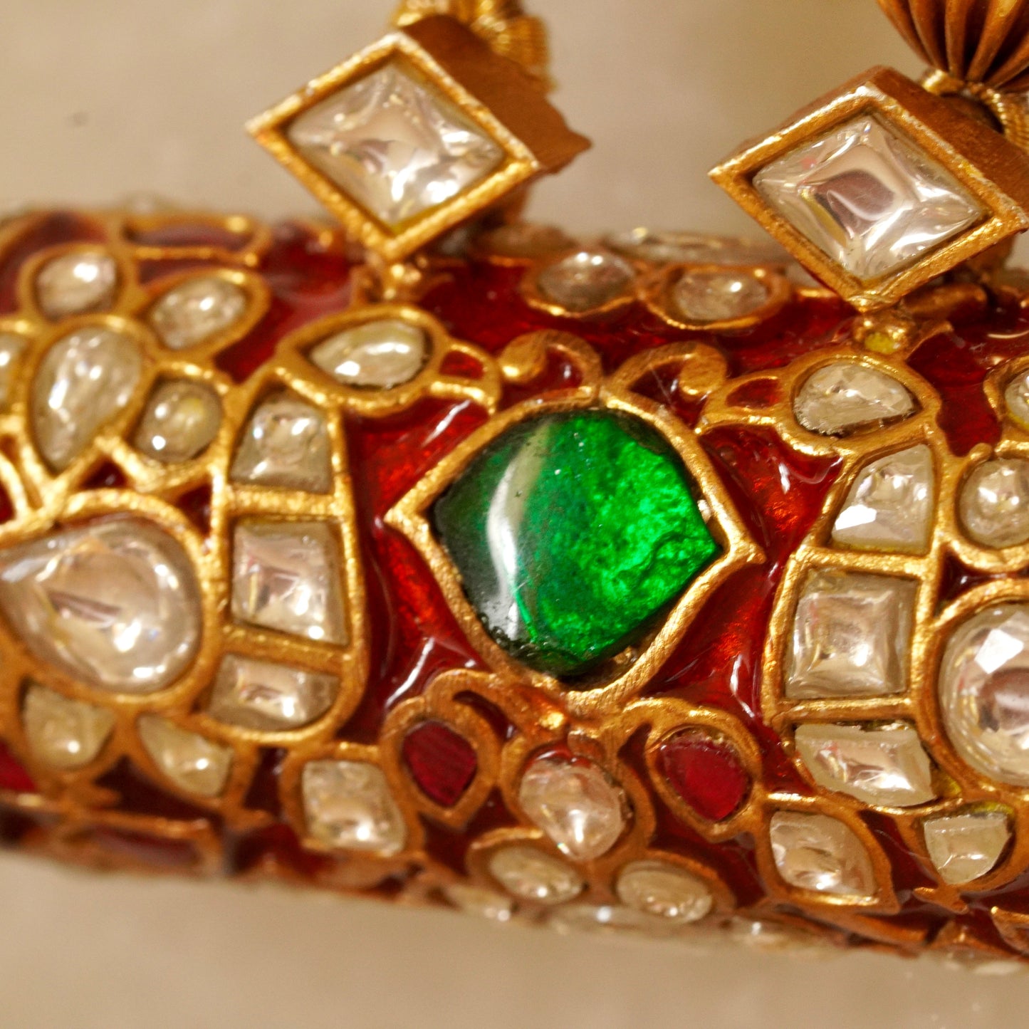 Red Enamel White Red and Green Stone on Ghooghri