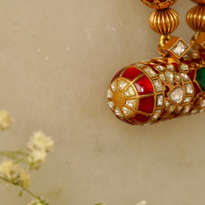Red Enamel White Red and Green Stone on Ghooghri