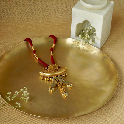 Sun Amulate with green gemstone tusks Pendant