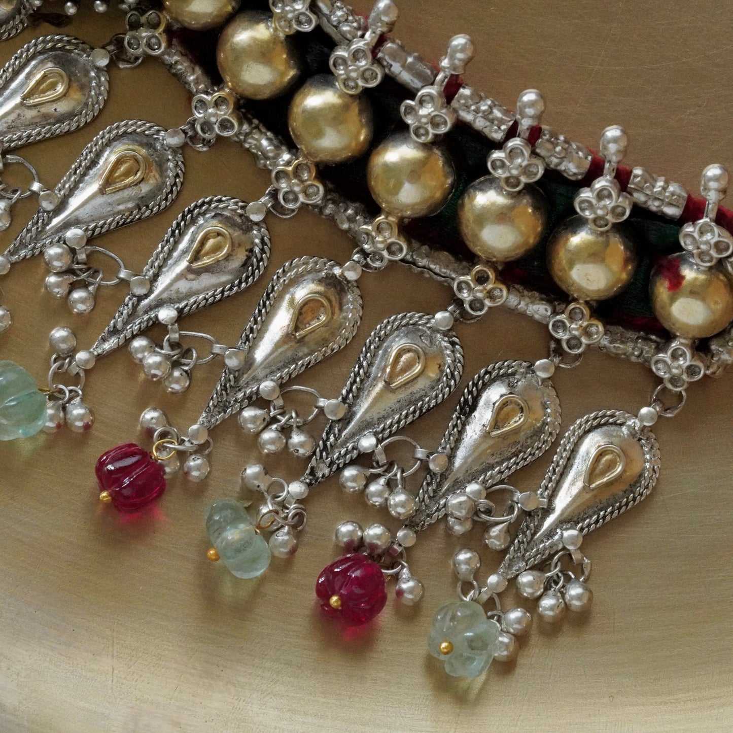 Silver and Gold piece Gadi Choker
