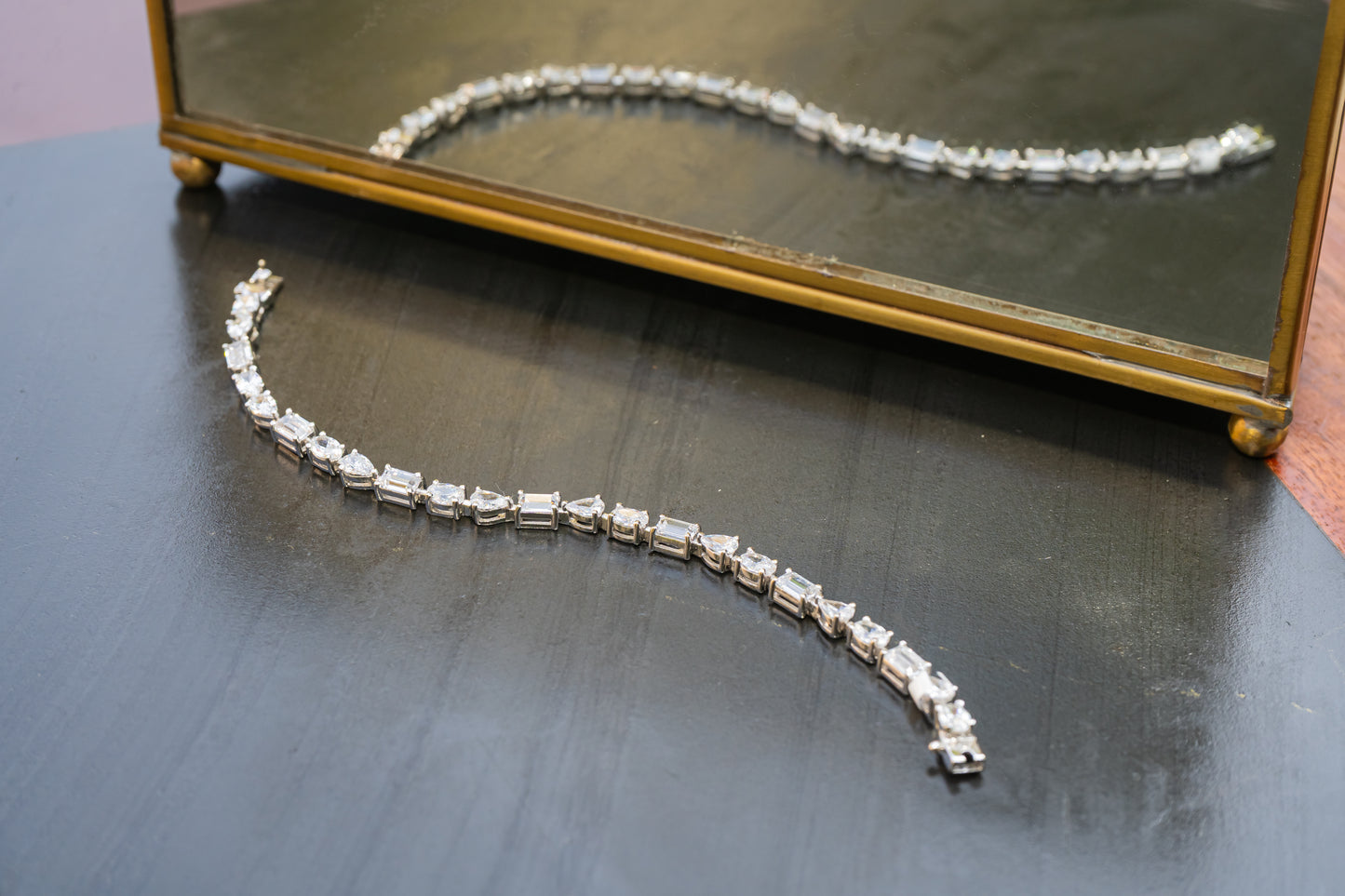 SILVER OVAL MARQUIS PAIR TENNIS BRACELET