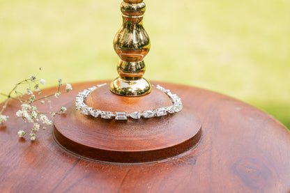 SILVER OVAL MARQUIS PAIR TENNIS BRACELET